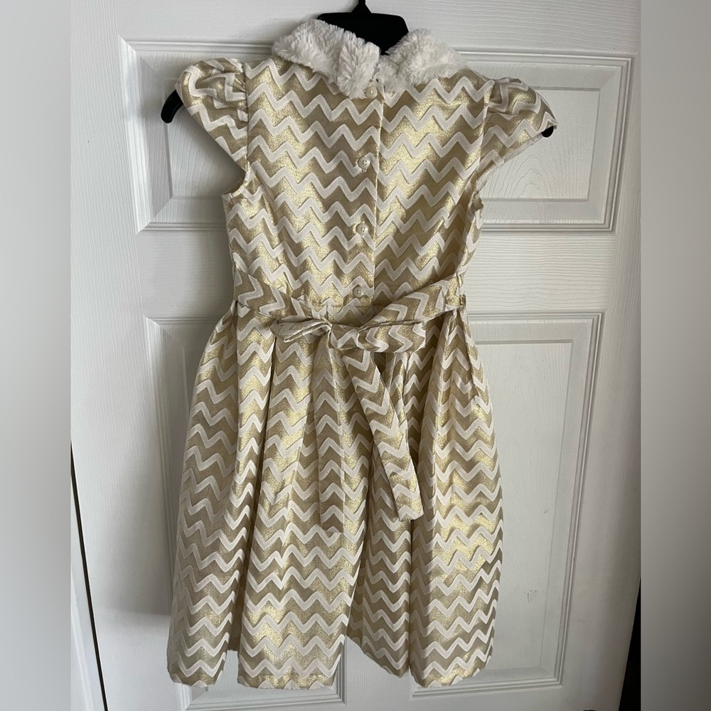 Elegant Gold and White Kids Dress